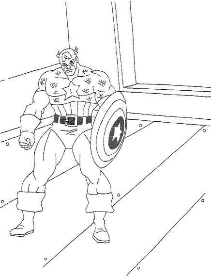 coloriage capitaine america dans un coin